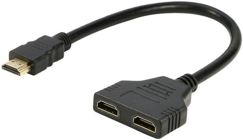 uq-hdmit2hdmifc UniQue Male HDMI To Female Dual HDMI Splitter Adapter - Image 1