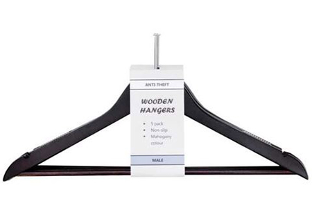 Wooden Hanger Anti-Theft-Male - 5pce