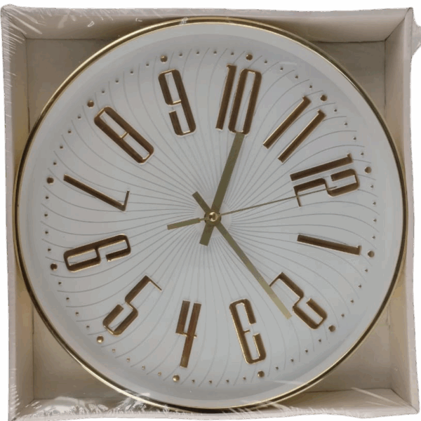 Casey Wall Clock Gold Outer Rim With Gold Details And White