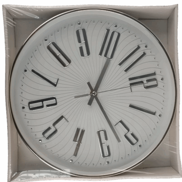 Casey Wall Clock Silver Outer Rim With Silver Details And