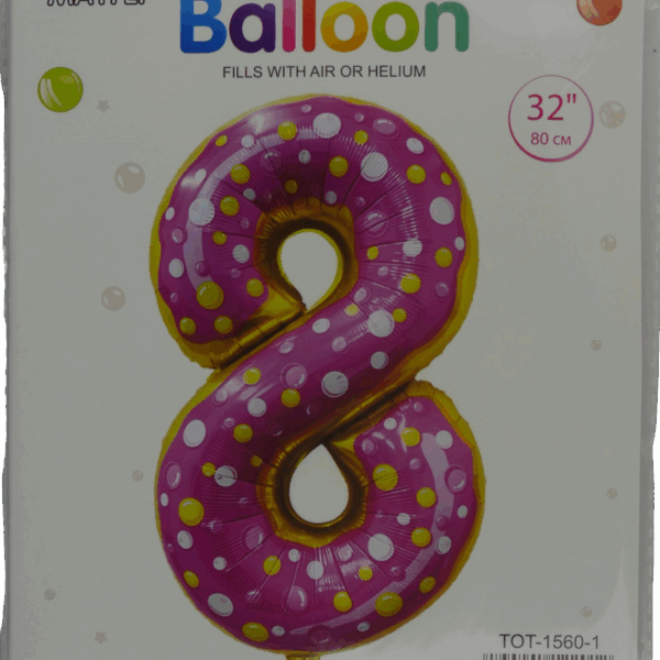 Casey 102cm Donut Balloon Number 8