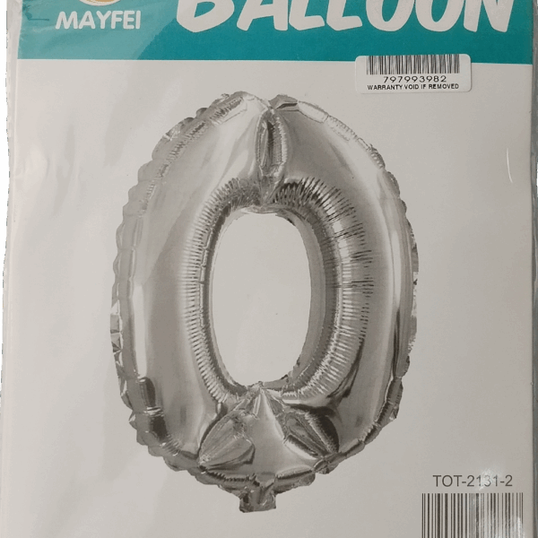 Casey 102cm Silver Balloon Number 0