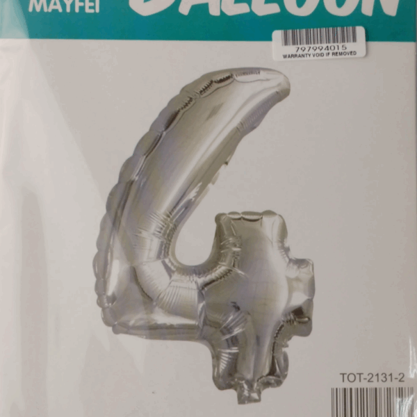 Casey 102cm Silver Balloon Number 4