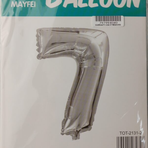 Casey 102cm Silver Balloon Number.7 Retail Packaging No