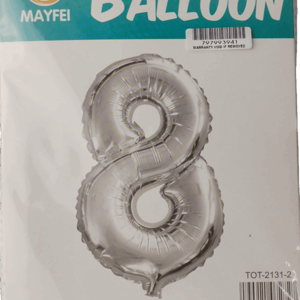 Casey 102cm Silver Balloon Number 8