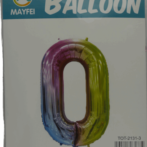 Casey 102cm Rainbow Balloon Number 0