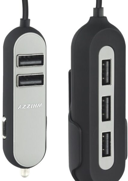 Whizzy Black 5 Port USB Family Car Charger
