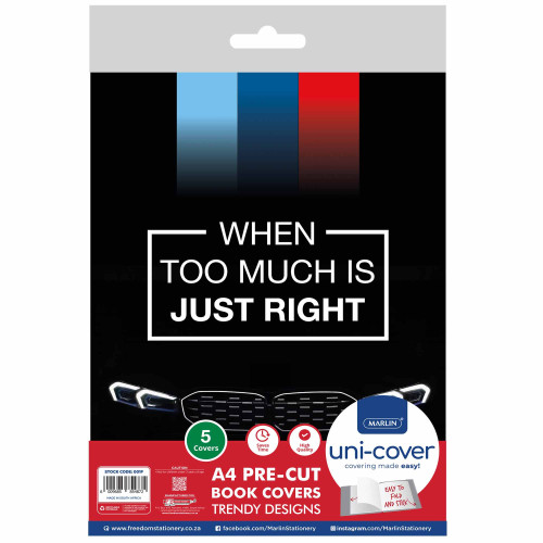 Marlin A4 BMW Power Precut Book Covers 5PK