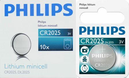 Philips Minicells Battery CR2025 Lithium Sold as