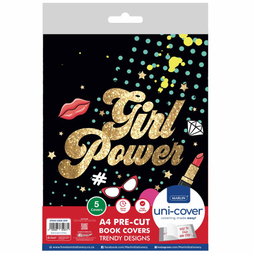 Marlin A4 PreCut Book Cover Girl Power 5pack