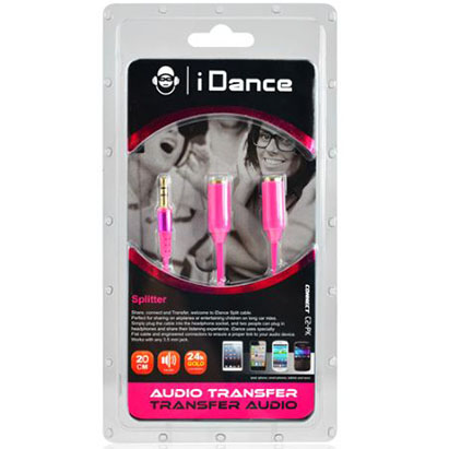 iDance Pink Connect C2 3.5mm 1 to 2 Splitter