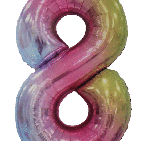 Casey 102cm Rainbow Balloon Number 8