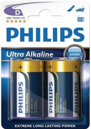 Philips Ultra Alkaline Battery LR20E2B 2 x Type D
