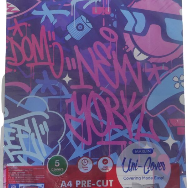 Marlin A4 Graffiti Precut Book Covers 5 Pack