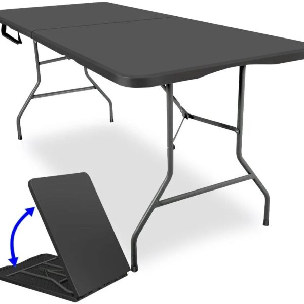 UniQue Foldable Rectangle 1.8 Metre Black Table