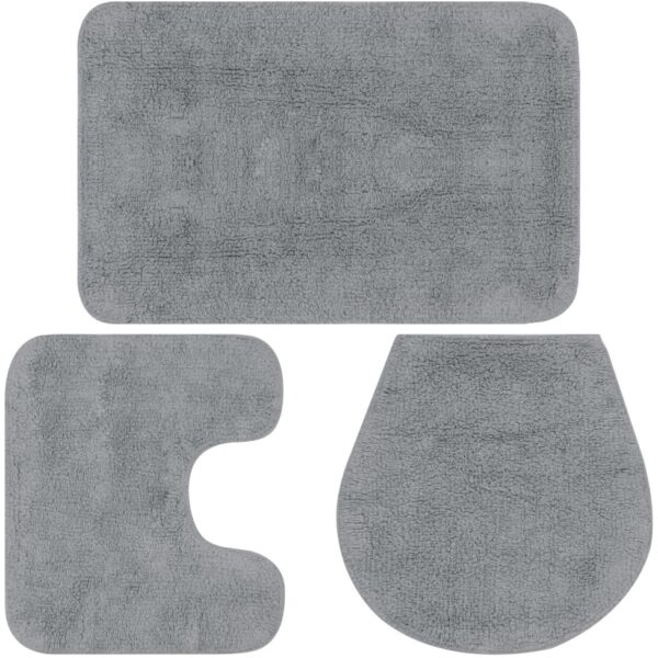 Casey Bathroom Light Grey 3 Piece Mat Set