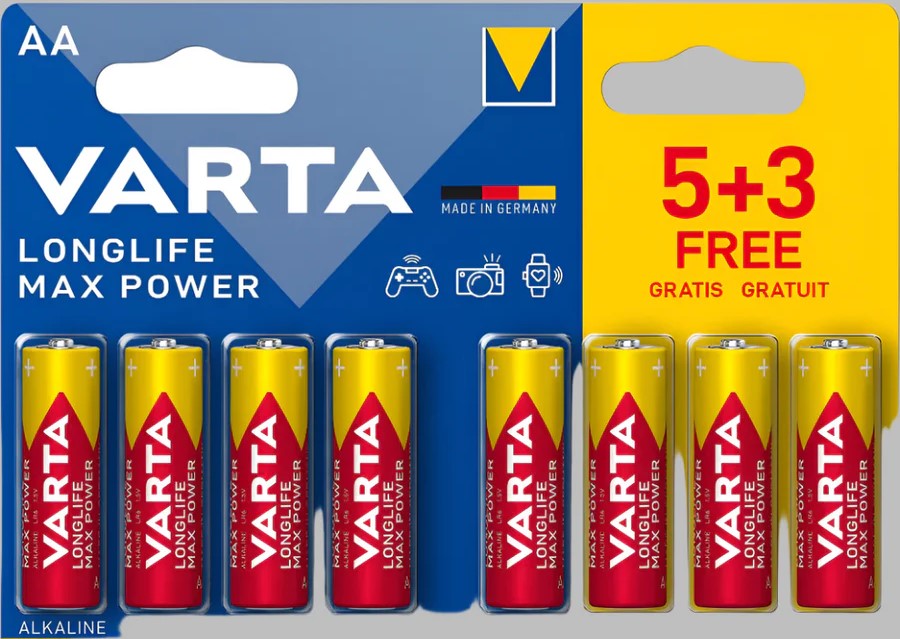 4008496744152 Varta Longlife Max Power Alkaline AAA 8 Pc Batteries - Image 1