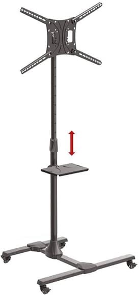 Barkan SW411H 13 Inch To 86 Inches Mobile TV Mount Cart Metal Shelf