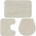 Casey Bathroom Cream 3 Piece Mat Set
