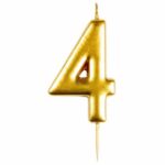 Casey 10cm Gold Numerical Birthday Candle Nr.4