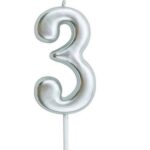 Casey 10cm Silver Numerical Birthday Candle Nr.3