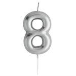 Casey 10cm Silver Numerical Birthday Candle Nr.8