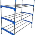 Nordic Blue Wind Cross 3 Tier 12 Shoe Steel Rack