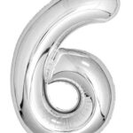Casey 102cm Silver Balloon Number 6