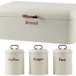Totally 4-Piece Breadbin and Canister Tin Set Combo White