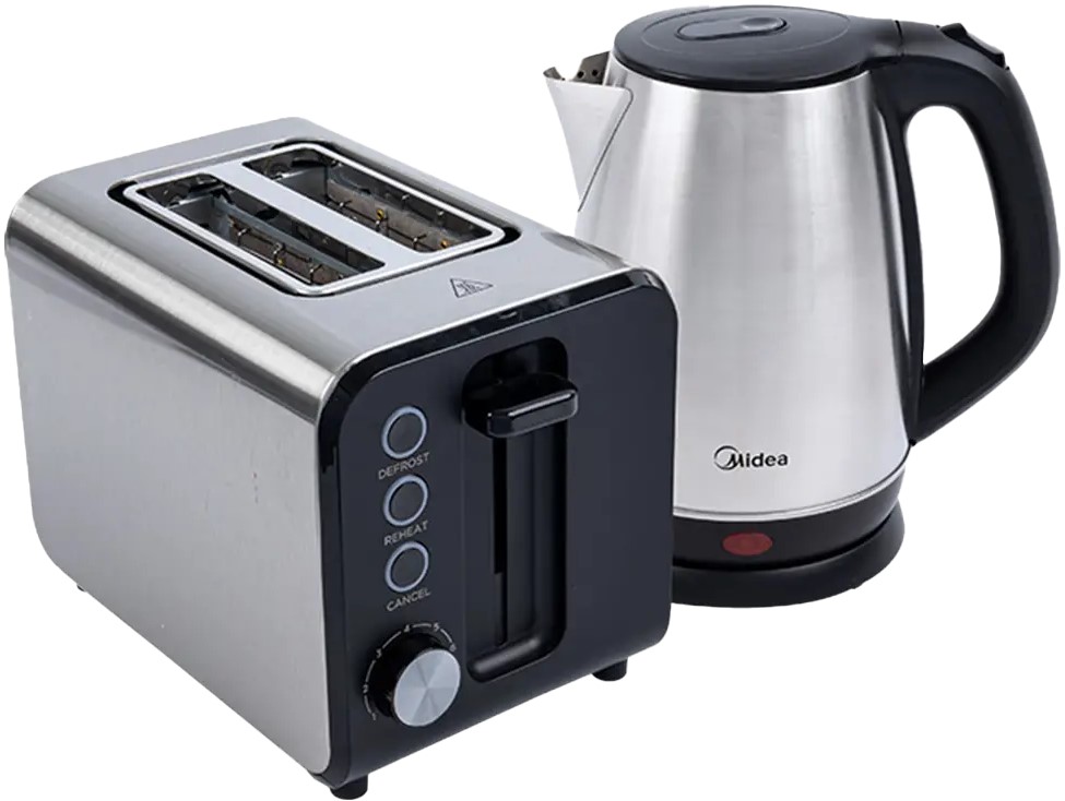 MS-BP-1736A-RW2L Midea Deluxe Stainless Kettle and 2 Slice Toaster Breakfast Pack - Image 1