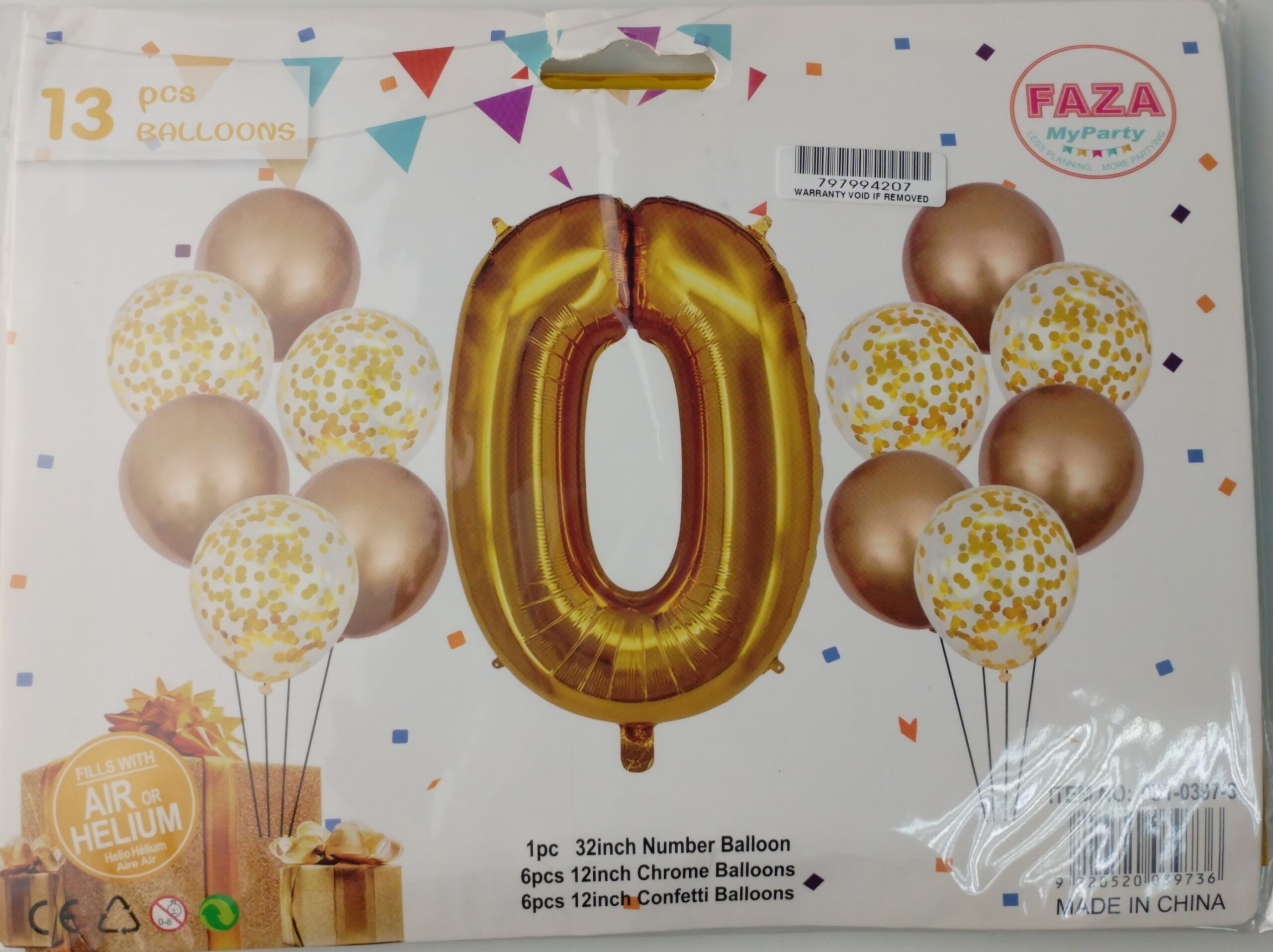 IZY-0397-3-NR0G Casey 13pc Gold and White Balloon Set Nr 0 - Image 1