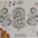 Casey 13pc Silver and White Balloon Set Nr 8